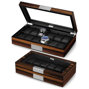 12 Caja de Reloj para Hombre Vitrina de Reloj Madera Caja de Reloj de Lujo con Cristal Grande... - Imagen 1 de 8