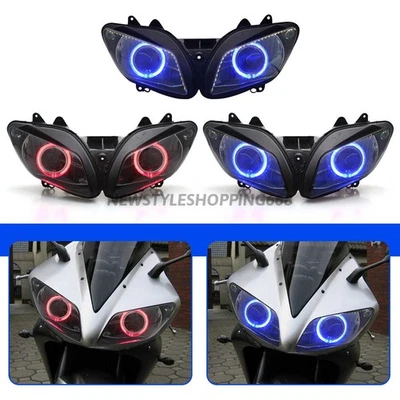 Conjunto de faros proyectores HID lámpara ojos de ángel rojos para Yamaha YZF R1 2002-03 Foto 1 de 4