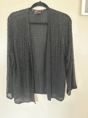 Chaqueta elegante vintage Sat Kartar 100 seda cuentas talla M excelente estado Foto 1 de 4