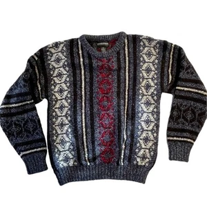 Vintage 80's Expressions International Men's Large Cotton & Wool Blend Sweater - Picture 1 of 9