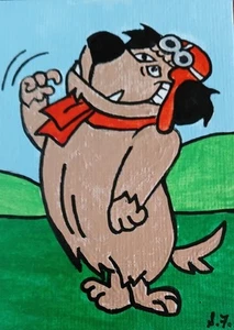 Muttley ACEO ATC CARD ORIGINAL HAND PAINTED Signed OOAK - Picture 1 of 1