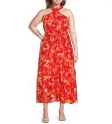 NEW ALEX MARIE DALTON CROSSOVER TROPIC GETAWAY MIDI DRESS WOMEN 24W Floral - Image 1 of 4
