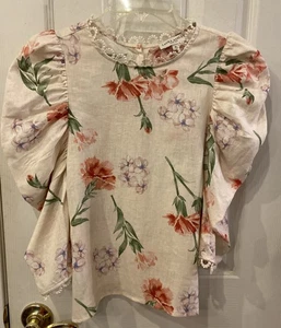Laura Ashley geblümte Leinen Viskose zierliche feminine Cottagecore Bluse Damen Gr. S - Bild 1 von 15