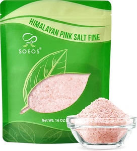 Soeos sale rosa dell'Himalaya, grana fine, 16 once (1 libbra), sale marino rosa dell'Himalaya - Foto 1 di 8