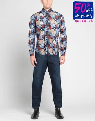 RRP€339 BARBA NAPOLI Button-Up Shirt Size 39 / 15 1/2 / M Leaves Print - Image 1 of 4