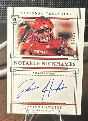 JAVIAN HAWKINS 2021 NATIONAL TREASURES ROOKIE RC AUTOGRAPH AUTO #05/25!! - Image 1 of 4