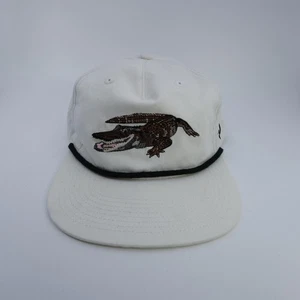 Duck Camp Hat Cap Snap Back White Black Alligator Embroidered Outdoor Mens - Picture 1 of 12