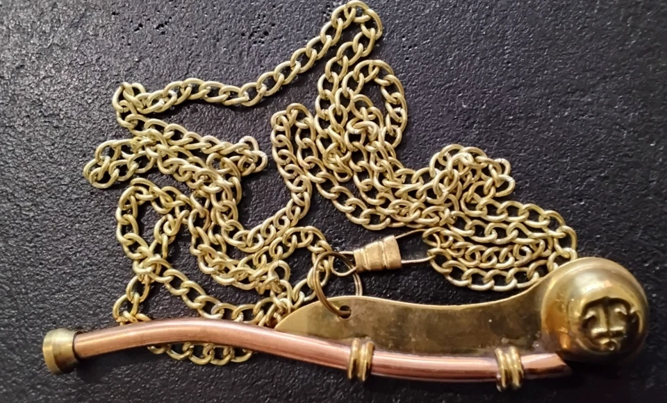 Sifflet de Marin (Bosco Timonier) dans Boîte Bois Couvercle Ancre Laiton (C9) - Photo 1/4