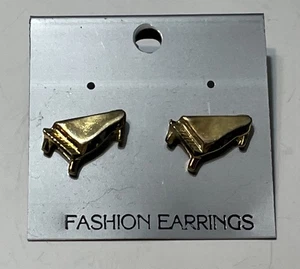 Goldfarbene Klavier Ohrringe neu auf Karton - Bild 1 von 2