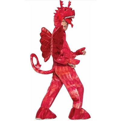 New Forum Novelties Red Dragon Costume Plush Jumpsuit, Wings, Tail & Hood Large - Image 1 of 4