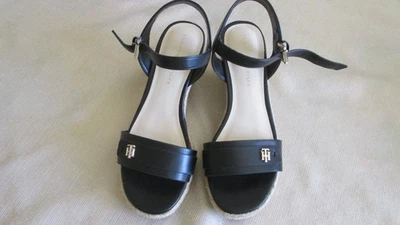 TOMMY HILFIGER DAMAS GENAVO ALPARGATA CUÑA CORREA AL TOBILLO LOGO SANDALIAS 7M NUEVO Foto 1 de 4