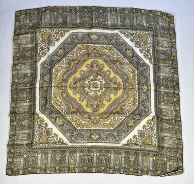 Bufanda de seda italiana estilo vintage 100 % seda pura hecha en Italia oro gris cachemira Foto 1 de 4