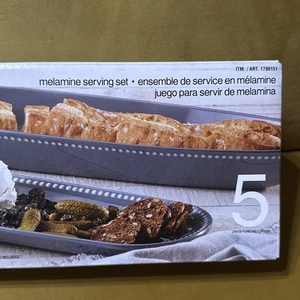 Pandex Juego de servir de 5 piezas de melamina con cuentas gris NUEVO sellado - Imagen 1 de 5