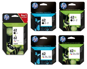 HP 62 / 62XL Black / Multipack Genuine Ink Cartridges for Envy 5540 7640 5543 - Picture 1 of 6