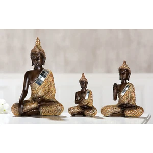 Poly Thai Buddha braun, gold mit Spiegelmosaik - Bild 1 von 1