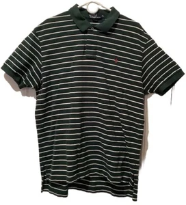 Ralph Lauren Polo Men XL Green White Stripe VTG RedHorse Logo Cotton Embroidered - Picture 1 of 17