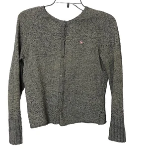 Abercrombie Fitch Cardigan Sweater Size L Girls Gray Wool Blend Lightweight - Picture 1 of 10