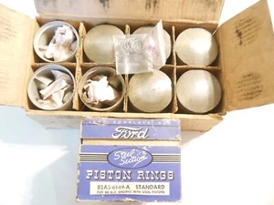 1937 - 1940 Ford 60 HP Engine Pistons Standard 3 Ring Steel W/Pins Clips Rings - Bild 1 von 3