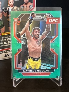 Matheus Nicolau 2022 Panini UFC Prizm RC Green Prizm SP Parallel Rookie Brazil
