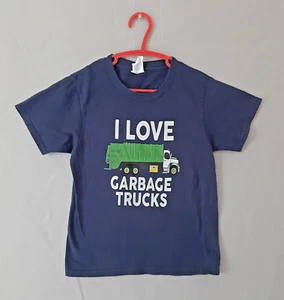 I Love Garbage Truck T Tee Shirt Navy Blue Short Sleeve XS Kids Boy Girl - Picture 1 of 4