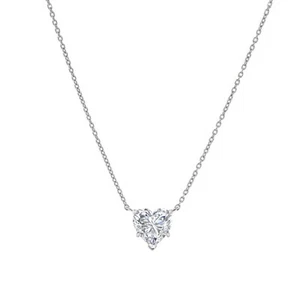 IGI F/VVS 1 Ct Heart Lab Created Grown Floating Diamond Pendant 14K White Gold - Picture 1 of 4
