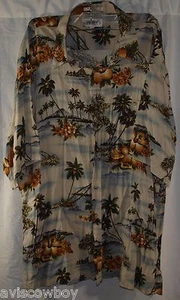 Campia Moda Hawaiian Aloha PIneapple Banana Palm Hibiscus Camp Shirt Men's XL - Picture 1 of 6