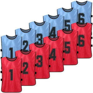 12 PCS Adults Soccer Pinnies 2 Colors Quick Drying Football Team Jerseys D5W0 - Picture 1 of 12