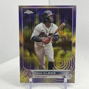 2022 Topps Chrome Sonic Ozzie Albies #205 Purple/Yellow Sonic Pulse /299 - Picture 1 of 6