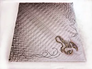 Square Scarf Hand Painted Cotton Bandana Scorpion Brown Beige Neckerchief - Picture 1 of 8