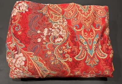 Softta Boho Duvet Cover King Egyptian Cotton Red And Gold Paisley Damask FLAW - Image 1 of 4