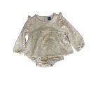 Old Navy Top Bloomer Shorts Baby Girls 6 12 Months Cream Tan Long Sleeve Outfit