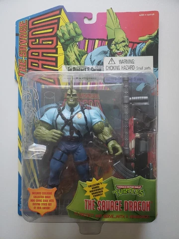 1995 Playmates TMNT Erik Larsen’s The Savage Dragon Figure, plus Mini Comic NEW Cover