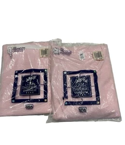 Vintage 80s Matching PINK Lollipop Thermal Underwear Top + Bottom Women’s Medium - Picture 1 of 3