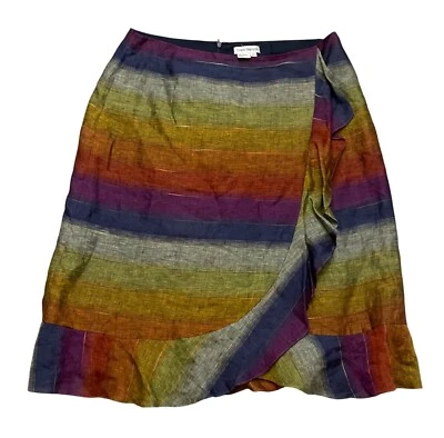 Minifalda Barry Bricken de lino línea A con volantes frente de tulipán para mujer 14 multicolor Foto 1 de 4