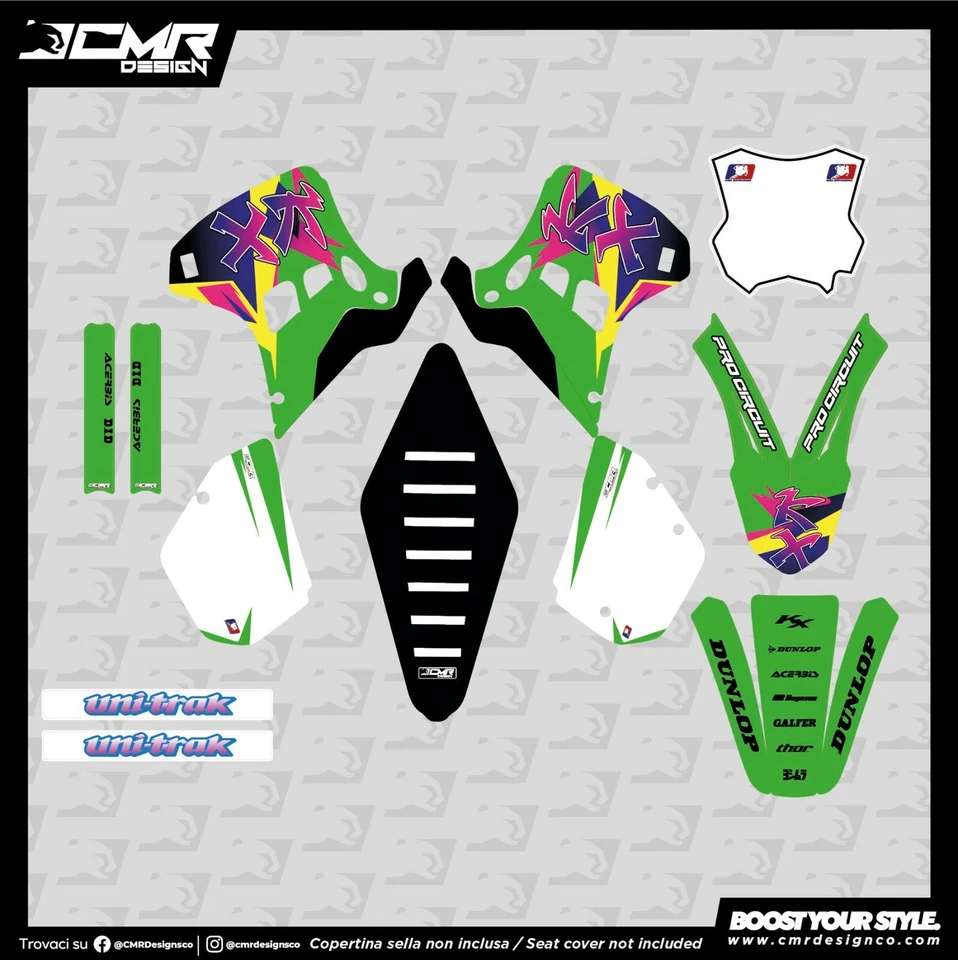 Kit gráfico adesivo de cristal para Kawasaki KX 125 250 1990 1991 - Imagem 1 de 1