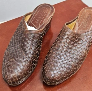 Cole Haan "Country" Woven Brown Leather Clogs - Size 10.5M - Picture 1 of 13