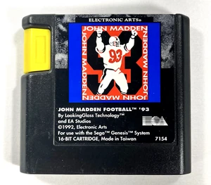 John Madden Football 93 Sega Genesis Electronic Arts Retro Cartridge Only Tested - Bild 1 von 6
