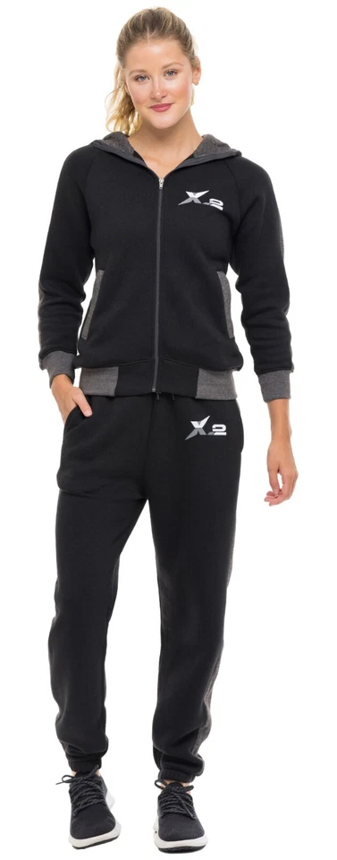 Womens Athletic Full Zip Fleece  Jogging Gym Sweatsuit Top Hooded  Tracksuit - Image 1 of 1