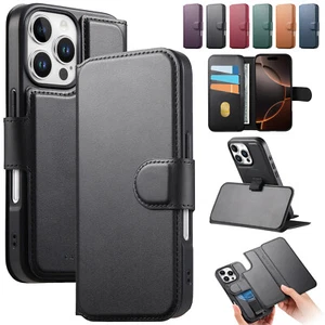 For iPhone 16 Pro Max 15 14 13 Detachable Wallet Leather Mag Safe Case+Card Slot - Picture 1 of 48
