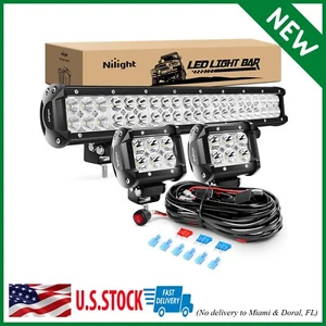 Nilight - ZH002 20Inch 126W Spot Flood Combo Off Road Led Light Bar 2PCS 18w 4In - Picture 1 of 10