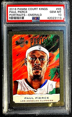 PSA 10 GEM MINT SSP #D /10 EMERALD PAUL PIERCE 2016 COURT KINGS PORTRAITS G887 - Image 1 of 2