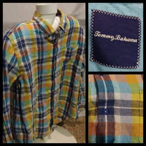 Camisa para Hombres Tommy Bahama Lino Manga Larga Cuadros/Botón a Cuadros Talla Grande - Imagen 1 de 11