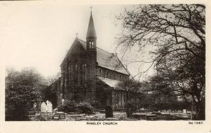 REAL PHOTO POSTCARD OF RINGLEY CHURCH, (NEAR KEARSLEY / MANCHESTER), LANCASHIRE - Picture 1 of 2
