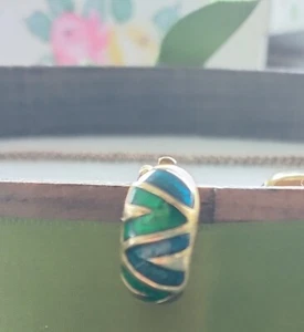 Nostalgie Vintage * Ohrclips Ohrschmuck * Clips Ohrringe * Blau* Grün* Gold  - Bild 1 von 3