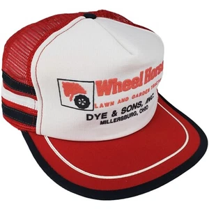 Mens XL 80s Wheel Horse Garden Tractors 3 Stripe Mesh Snapback Trucker Hat USA - Bild 1 von 23