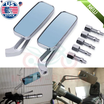 Хромированные прямоугольные зеркала заднего вида для Harley Softail Sportster Chopper Bobber - Изображение 1 из 4