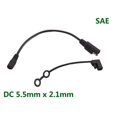 SAE to DC 5.5mm x 2.1mm Female 20AWG Motorcycle Heat Clothing Automotive Cable - Image 1 of 4