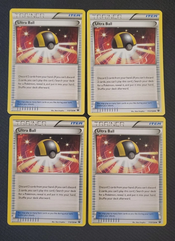 Ultra Ball 113/124 XY Fates Collide - Pokemon Trainer Card Playset x4 NM-MT - Image 1 of 1