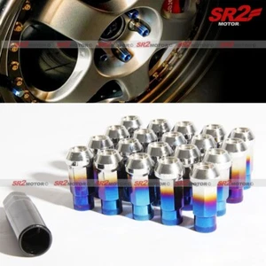 M12 X 1.5mm Titanium Burnt Blue Open End Steel Acorn Wheel Lug Nuts 20pcs - Picture 1 of 1