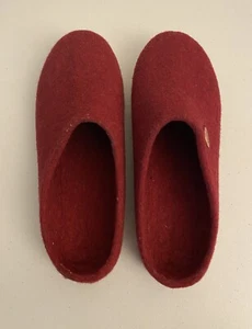 Red Natural Woolfit Wool & Leather Sole Clog Slippers Unisex EU 46 Mens 12 - Picture 1 of 6